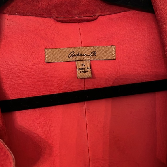 Arden B Vintage Leather Suede coat jacket red belted wrap trench Small s - Picture 4 of 7